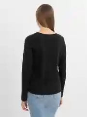 Черный лонгслив в рубчик женский, легкий, элегантный