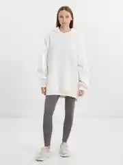 Белый худи оверсайз с капюшоном, теплое, с начесом, толстовка