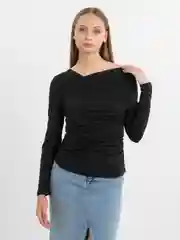 Черный лонгслив, кофточка женская с открытыми плечами