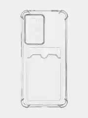 Прозрачный чехол для Xiaomi Poco F5 Pro противоударный BROSCORP с карманом для карт усиленными углами