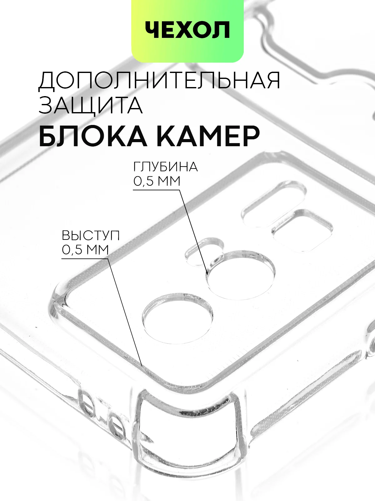 Прозрачный чехол для Xiaomi Poco F5 Pro противоударный BROSCORP с карманом для карт усиленными углами