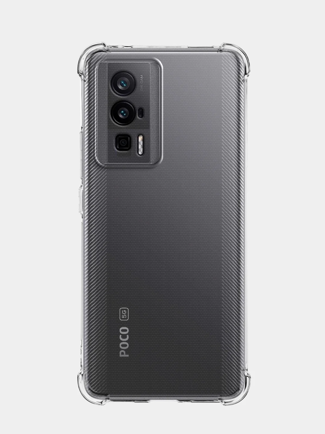 Прозрачный чехол для Xiaomi Poco F5 Pro противоударный силиконовый BROSCORP с защитой камер, углов