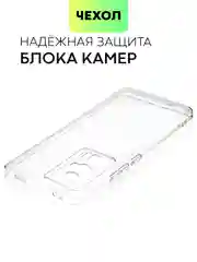 Прозрачный чехол для Xiaomi Poco F5 Pro силиконовый BROSCORP прозрачный с защитой камер/от прилипания
