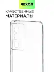 Прозрачный чехол для Xiaomi Poco F5 Pro силиконовый BROSCORP прозрачный с защитой камер/от прилипания