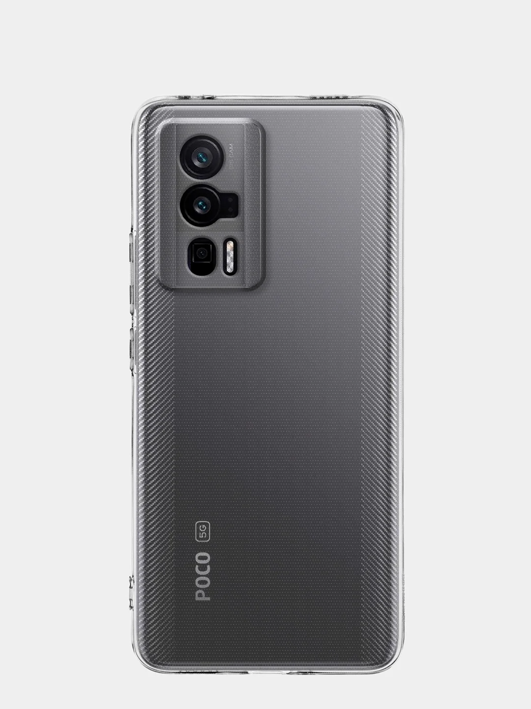 Прозрачный чехол для Xiaomi Poco F5 Pro силиконовый BROSCORP прозрачный с защитой камер/от прилипания