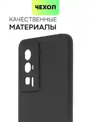 Черный чехол для Xiaomi Poco F5 Pro силиконовый BROSCORP матовый тонкий с бортиком защитой камер