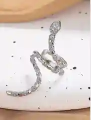 Серебряный женская серьга-каффа "Змея" на левое ухо/кольца на ухо/комплект кафф 3 шт