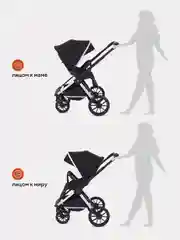 Черный коляска детская универсальная MOWBaby Tilda 2 в 1 MB064