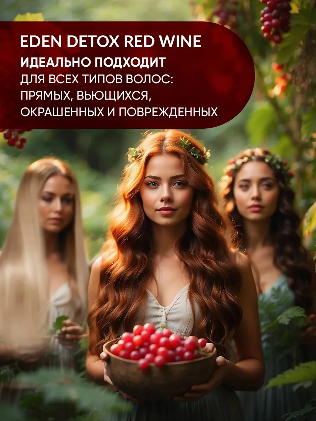 EDEN DETOX Маска для волос восстанавливающая, с кератином Red Wine, 250 мл