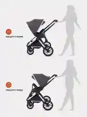 Тёмно-серый коляска детская универсальная MOWBaby Tilda 2 в 1 MB064