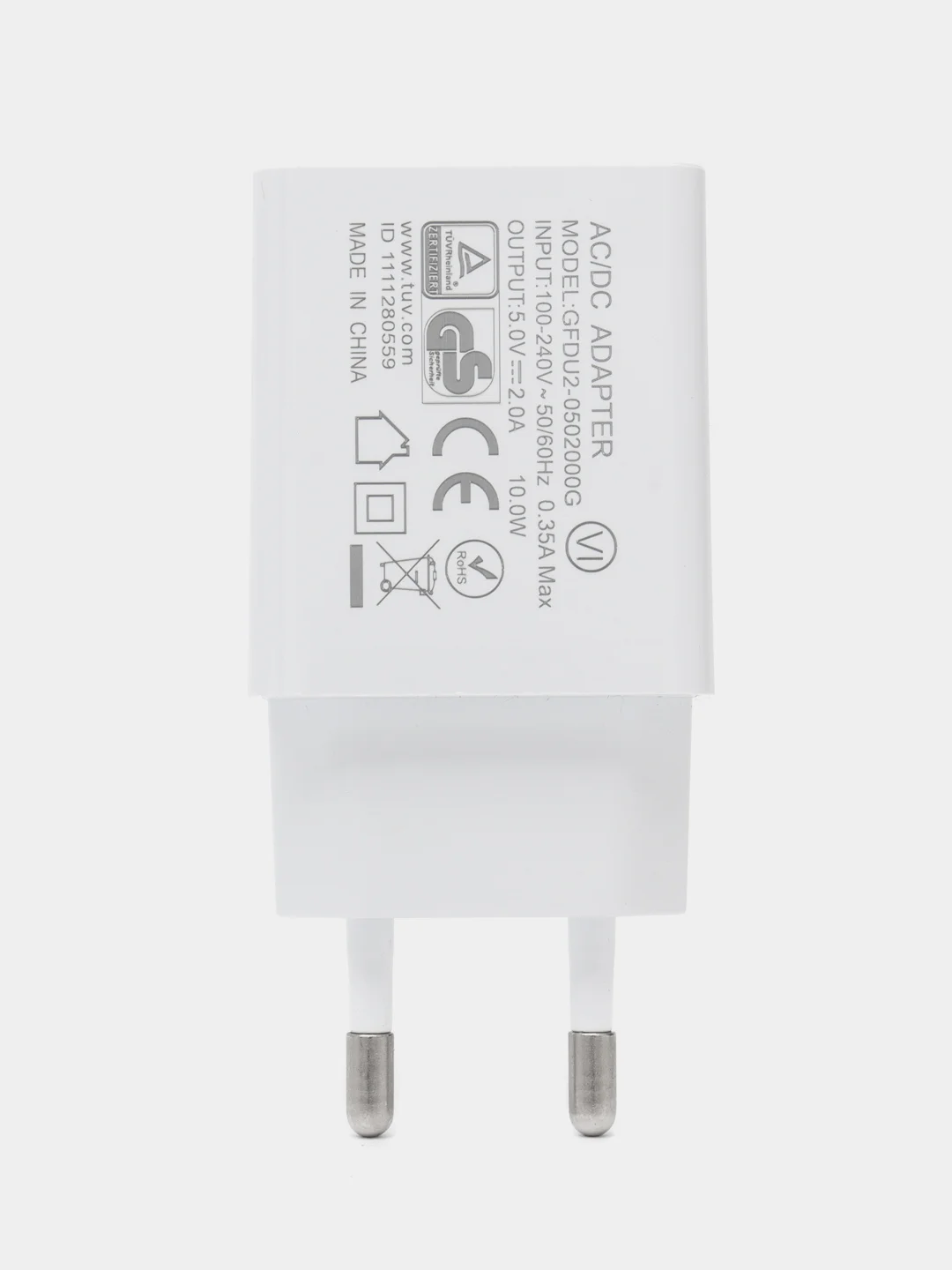 Белый сетевое зарядное устройство 1 USB СЗУ блок питания адаптер для розетки 1А