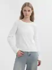 Белый лонгслив в рубчик женский, легкий, элегантный