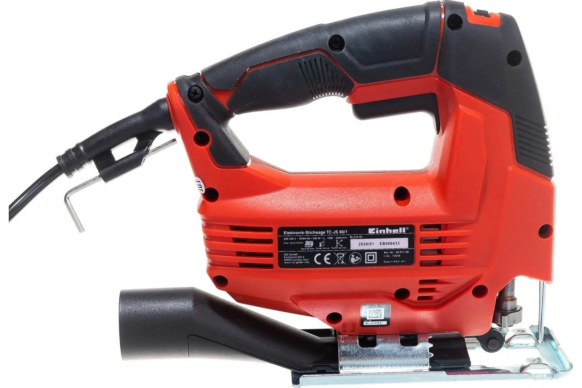 Красный лобзик Einhell TC-JS 80/1, 550Вт, 1000-3000ход/мин