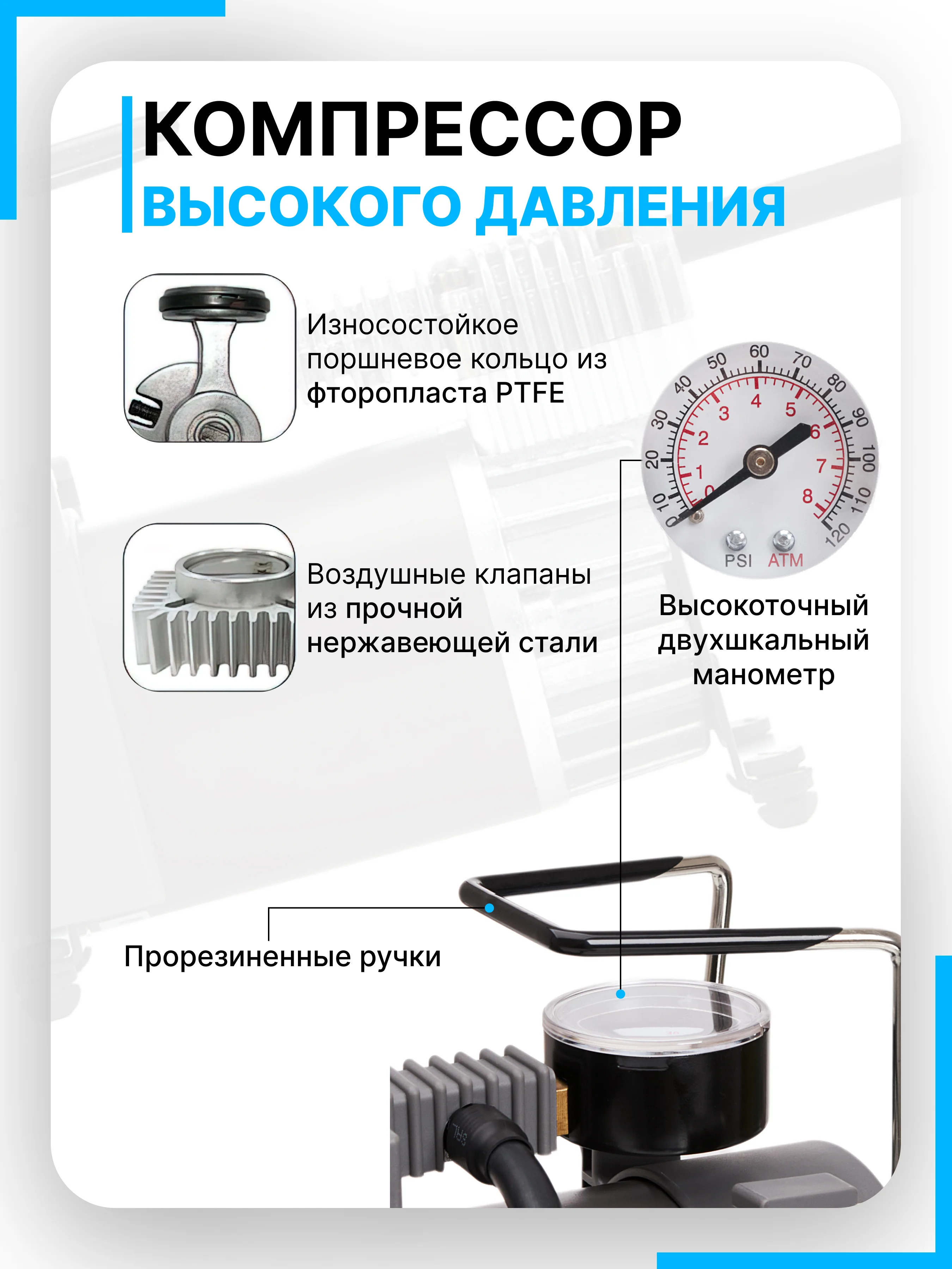 Компрессор автомобильный Berkut R15 (40л/мин) 10 Атм. переносной