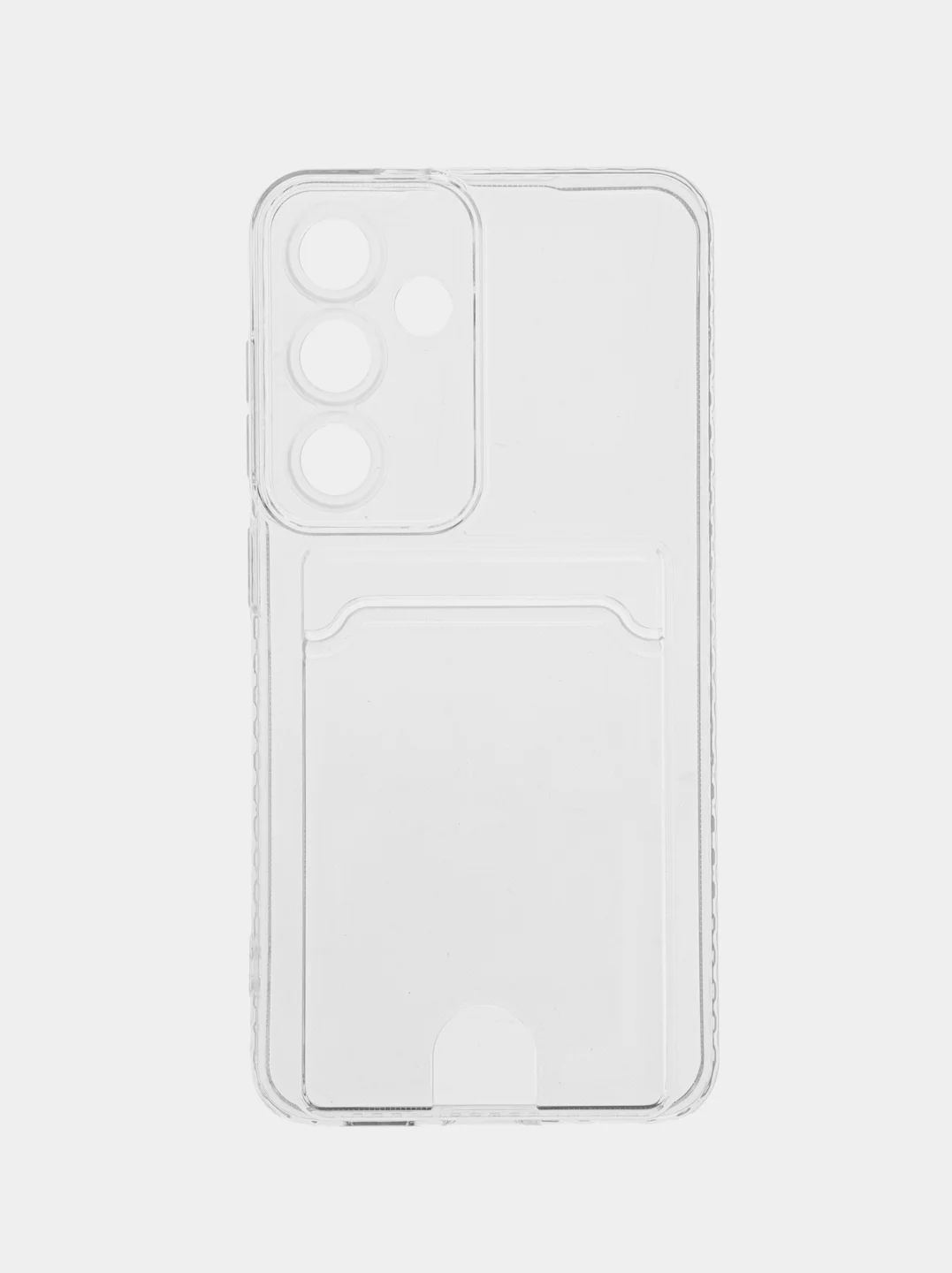 Ледяной чехол Samsung Galaxy S24 силиконовый, чёрный, прозрачный с кармашком