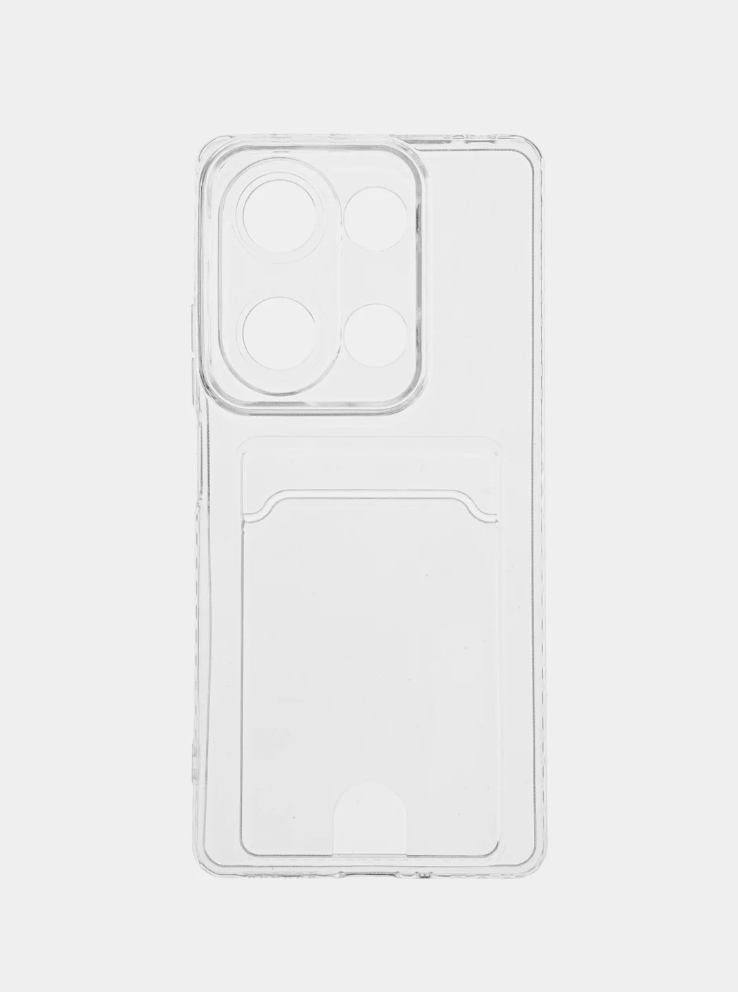 Ледяной чехол Xiaomi Redmi Note 13 Pro 4G силиконовый, чёрный, прозрачный с кармашком