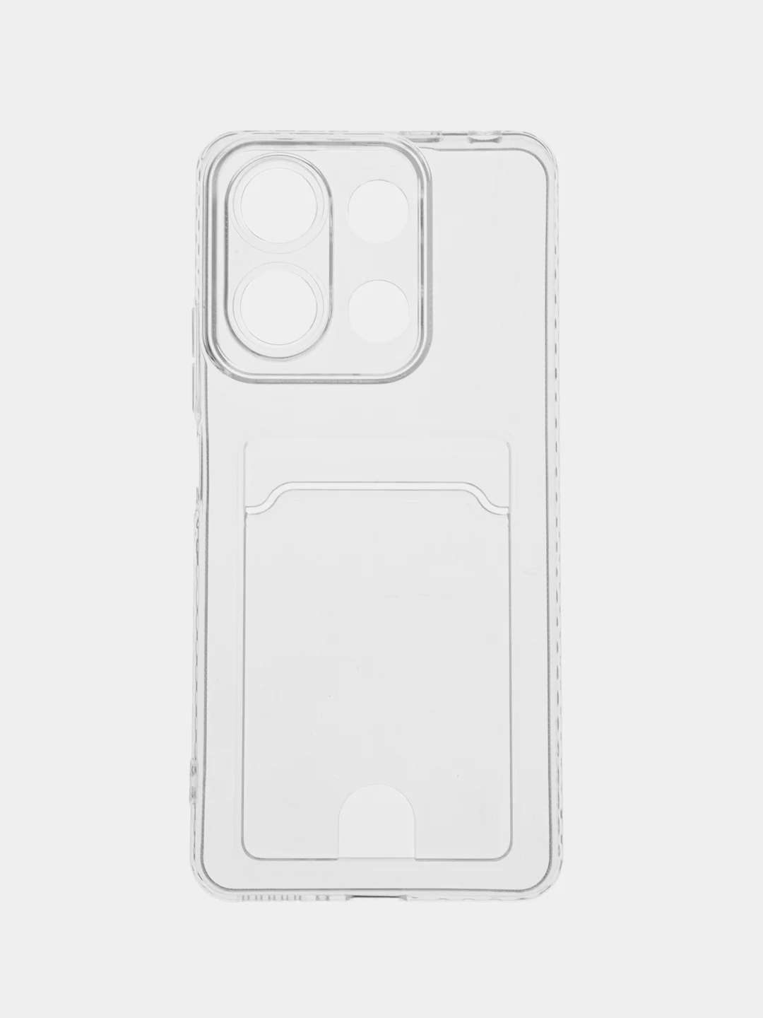 Ледяной чехол Xiaomi Redmi Note 13 4G силиконовый, чёрный, прозрачный с кармашком