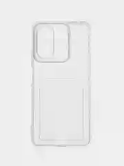 Ледяной чехол Xiaomi Redmi Note 13 4G силиконовый, чёрный, прозрачный с кармашком