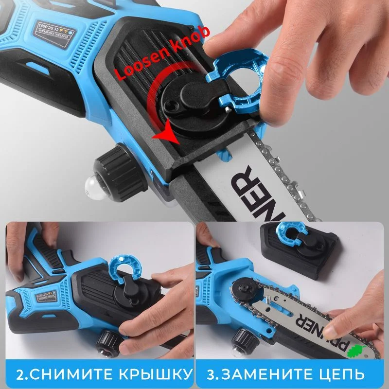 Черный минипила цепная аккумуляторная Pruner PR-3085