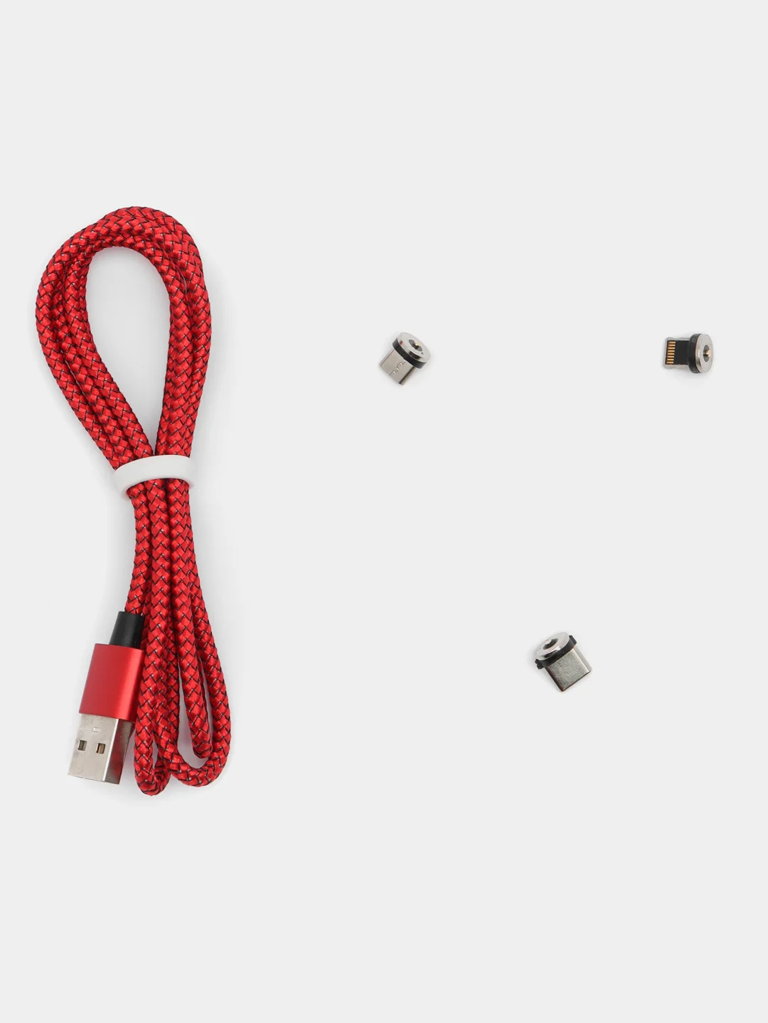 Красный магнитный кабель MicroUSB, Type-C, Lightning IPhone 3 в 1