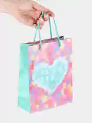Бирюзовый пакет подарочный с глянцевой ламинацией 18 x 23 х 8 см