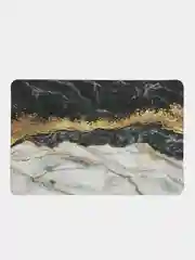 Противоскользящий коврик в ванную и туалет, 40*60, черно-белый мрамор с позолотой