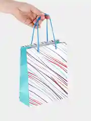 Синий пакет подарочный с глянцевой ламинацией 18 x 23 х 8 см