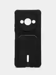 Черный чехол для Xiaomi Redmi A3 / A3x / Poco C61 (Сяоми Редми A3х/Поко С61), с карманом для карт