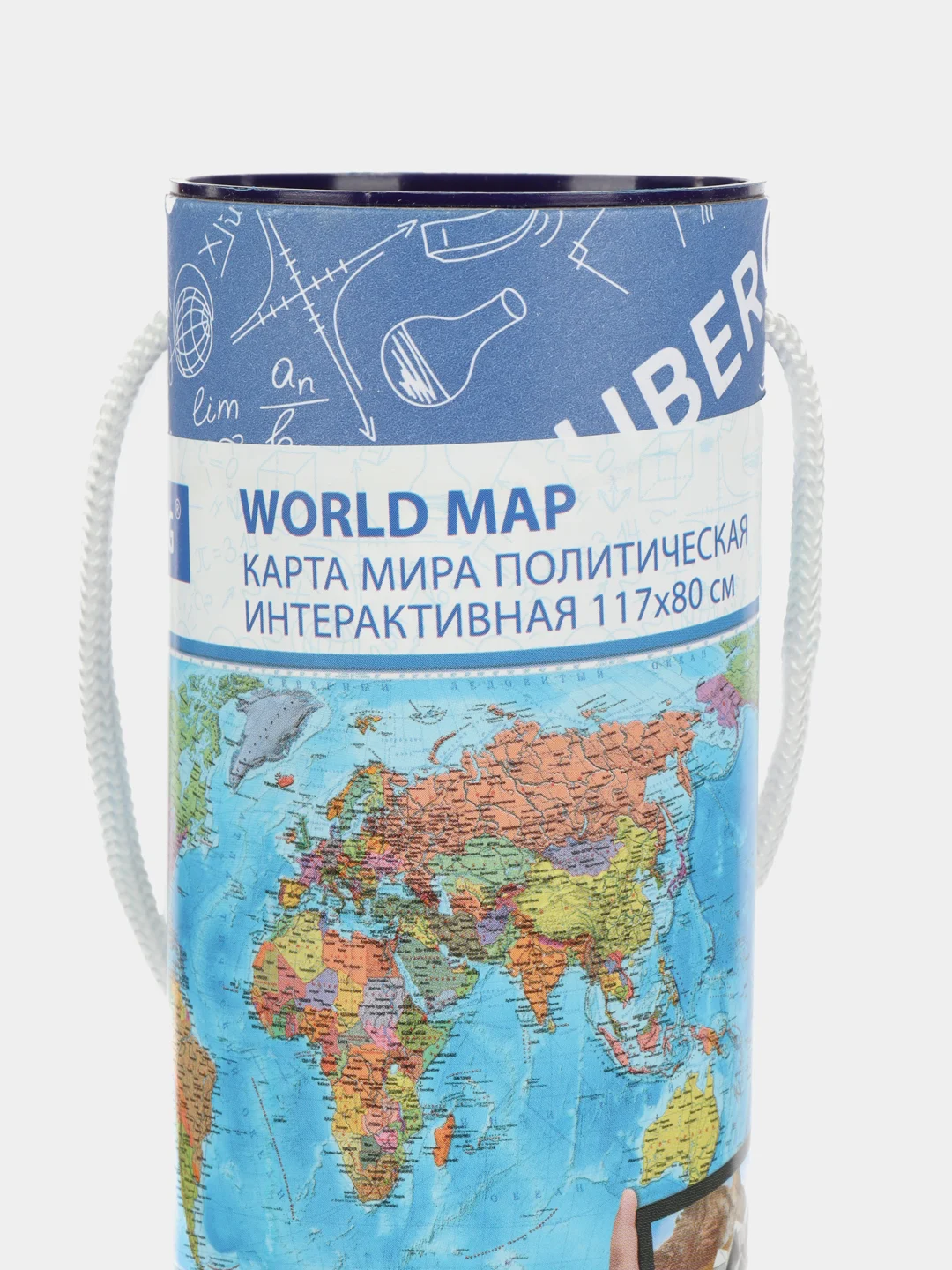 Карта мира политическая на стену Brauberg, 112385, интерактивная 117х80 см 1:28М в тубусе