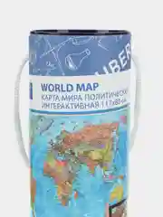 Карта мира политическая на стену Brauberg, 112385, интерактивная 117х80 см 1:28М в тубусе