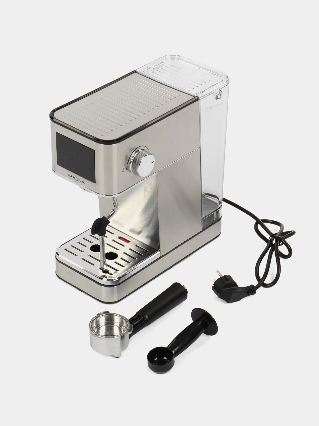 Серебряный кофеварка рожковая из нержавеющей стали KRONA Espresso Kaffeemaschine Inox 20 Bar