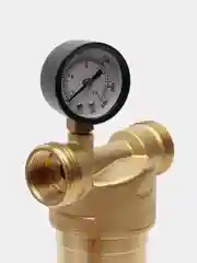 Фильтр самоочищающийся промывной латунный 3/4", 100 микрон, с манометром AV Engineering