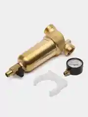 Фильтр самоочищающийся промывной латунный 3/4", 100 микрон, с манометром AV Engineering