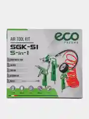Зеленый набор пневматических инструментов для воздушного компрессора ECO SGK-51, 5 предметов