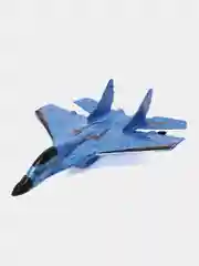 Синий самолет на радиоуправлении, самолет на пульте управления, истребитель