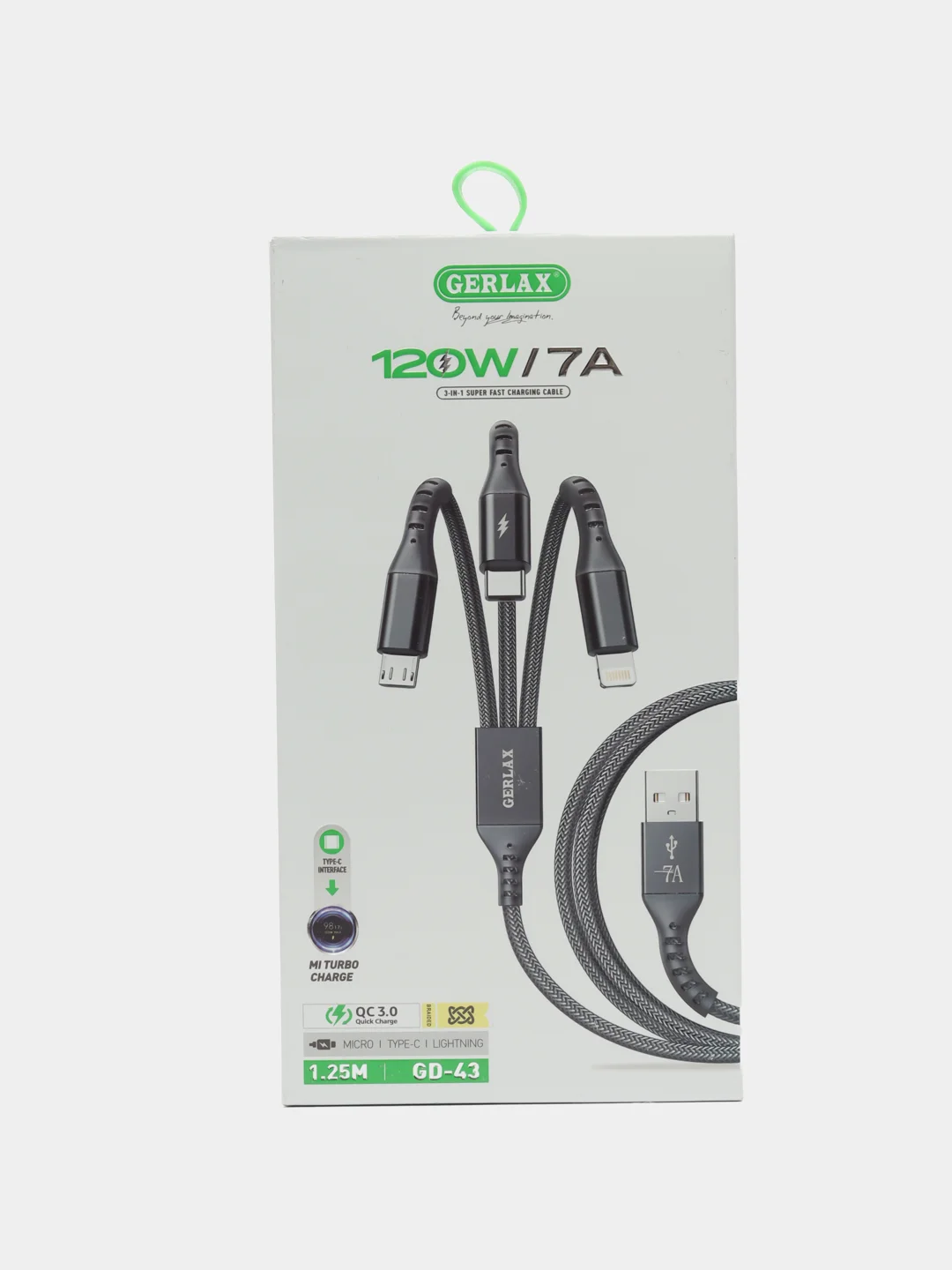 Кабель универсальный 125 см Type-C Micro-Usb Lightning для iPhone и Android