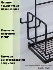 Полка на рейлинг, черный матовый Муар