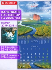 Календарь настенный на 2025 год перекидной, Brauberg, 12 листов, 22,5х22,5см, Мини