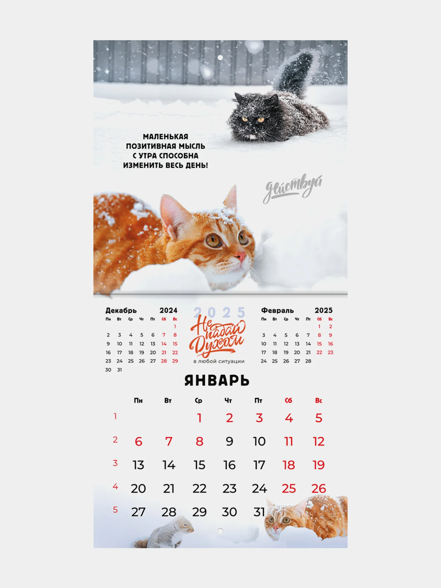 Календарь настенный на 2025 год перекидной, Brauberg, 12 листов, 22,5х22,5см, Мини