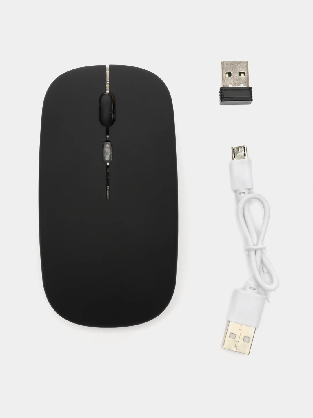 Черный беспроводная мышь для компьютера бесшумная с RGB подсветкой и USB зарядкой