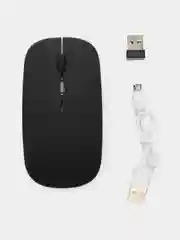 Черный беспроводная мышь для компьютера бесшумная с RGB подсветкой и USB зарядкой