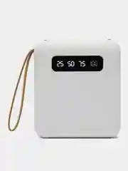 Белый внешний аккумулятор Power Bank 10000 mAh / Powerbank повербанк с проводами