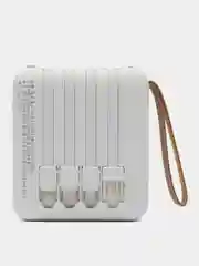 Белый внешний аккумулятор Power Bank 10000 mAh / Powerbank повербанк с проводами