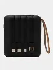 Черный внешний аккумулятор Power Bank 10000 mAh / Powerbank повербанк с проводами