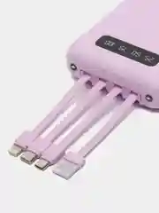 Лавандовый внешний аккумулятор Power Bank 10000 mAh / Powerbank повербанк с проводами