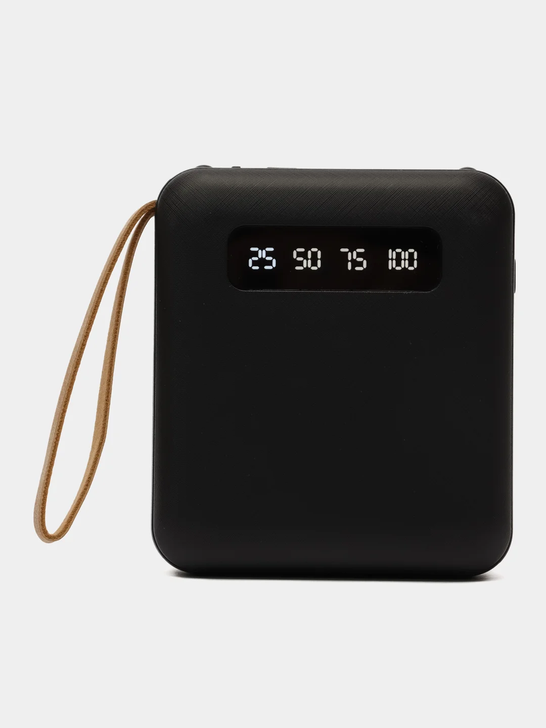 Черный внешний аккумулятор Power Bank 10000 mAh / Powerbank повербанк с проводами