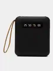 Черный внешний аккумулятор Power Bank 10000 mAh / Powerbank повербанк с проводами