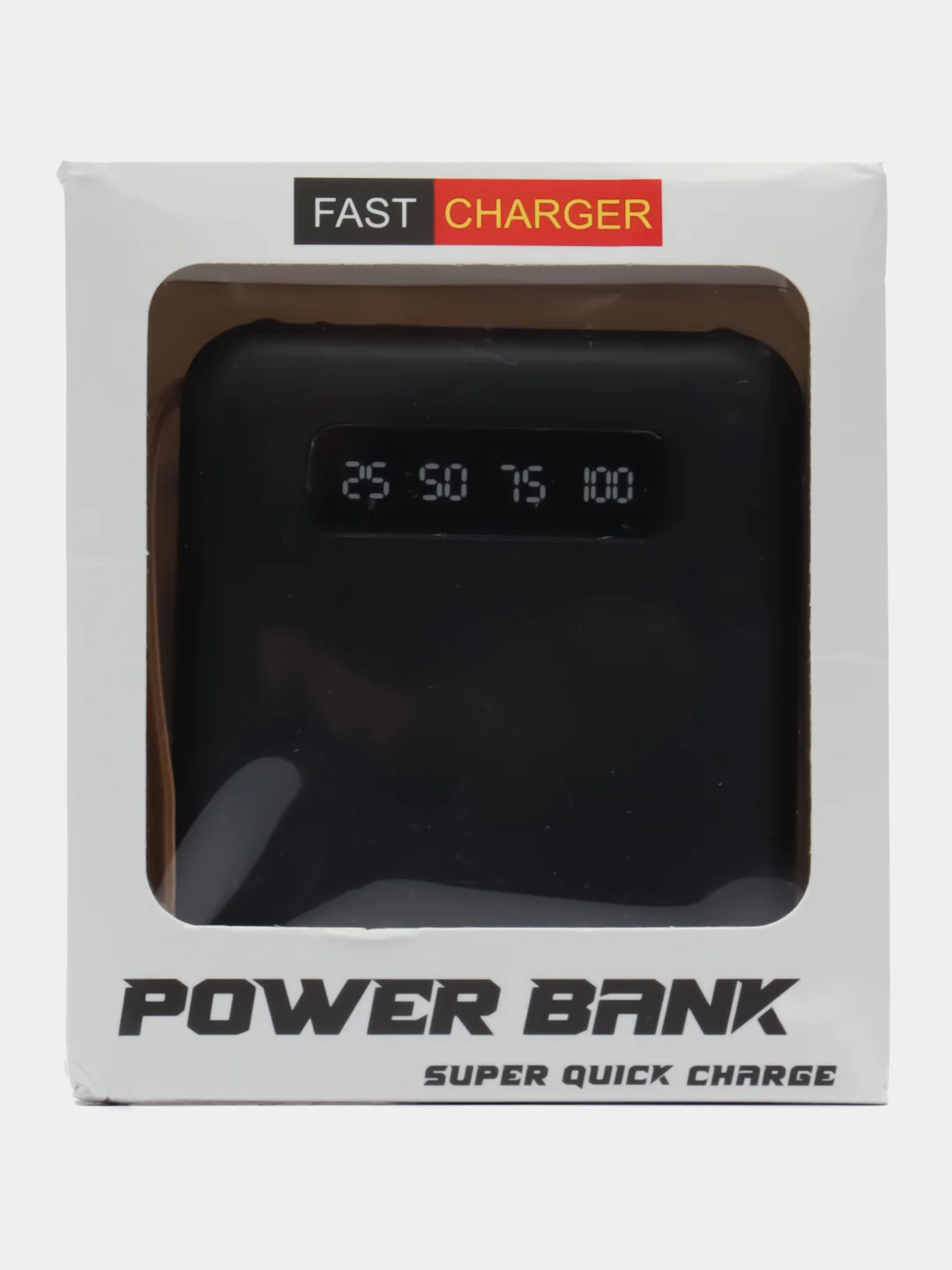 Черный внешний аккумулятор Power Bank 10000 mAh / Powerbank повербанк с проводами