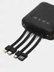 Черный внешний аккумулятор Power Bank 10000 mAh / Powerbank повербанк с проводами