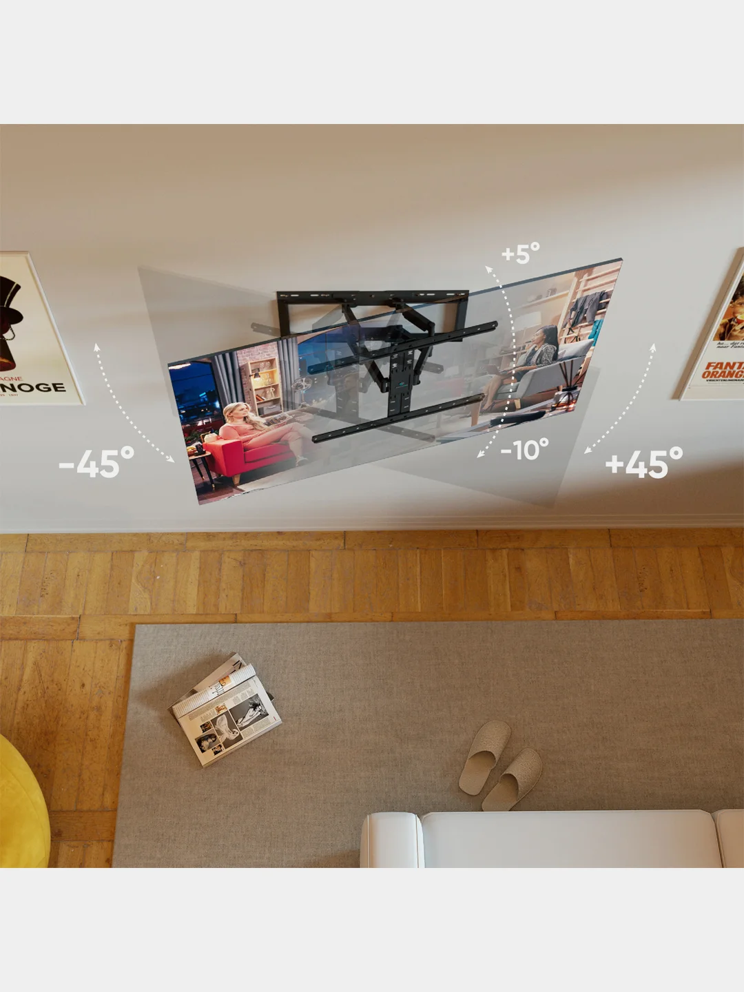 Кронштейн для телевизора настенный 32"-90" ONKRON SM6 наклонно-поворотный до 50 кг, черный